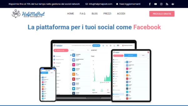 help me post la soluzione completa per la gestione dei social media