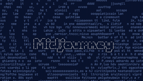 Schermata di codice con testo MATRIX.