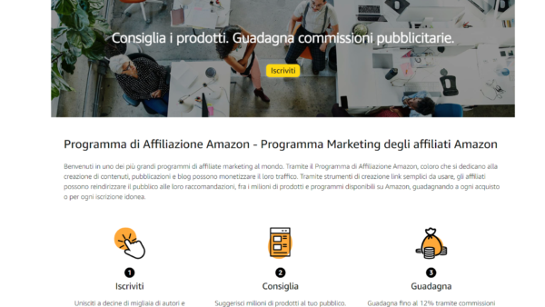 Persone lavorando al Programma Affiliazione Amazon.