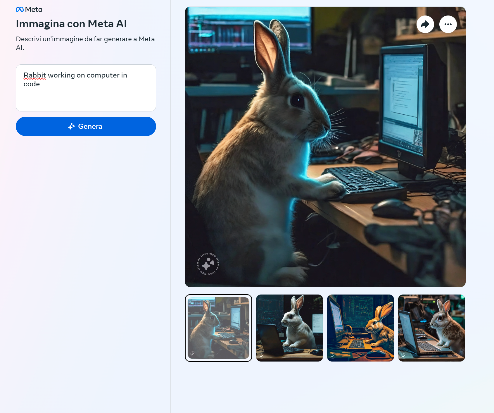 Coniglio che digita al computer.