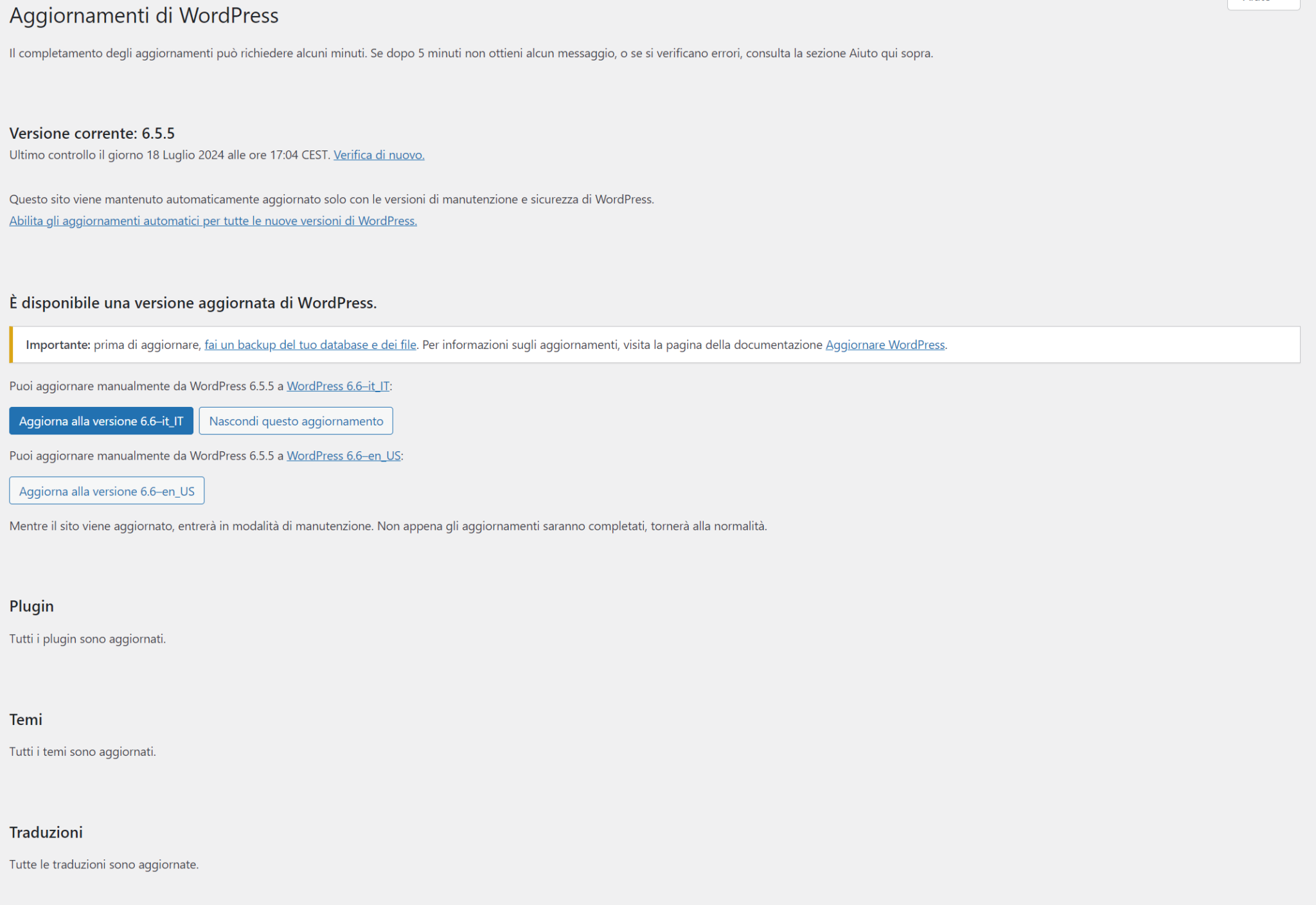 l'importanza degli aggiornamenti wordpress