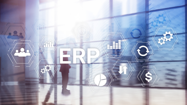 ERP software gestione aziendale con icone digitali