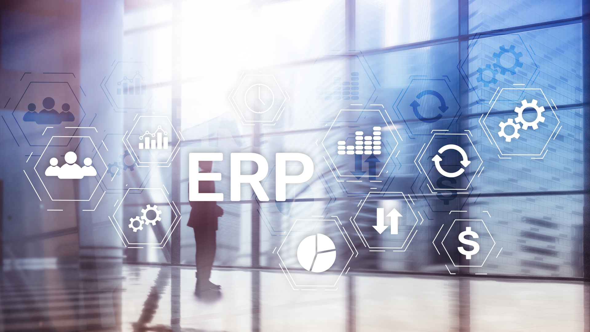 ERP software gestione aziendale con icone digitali