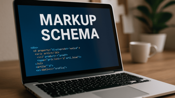Laptop mostra codice schema markup