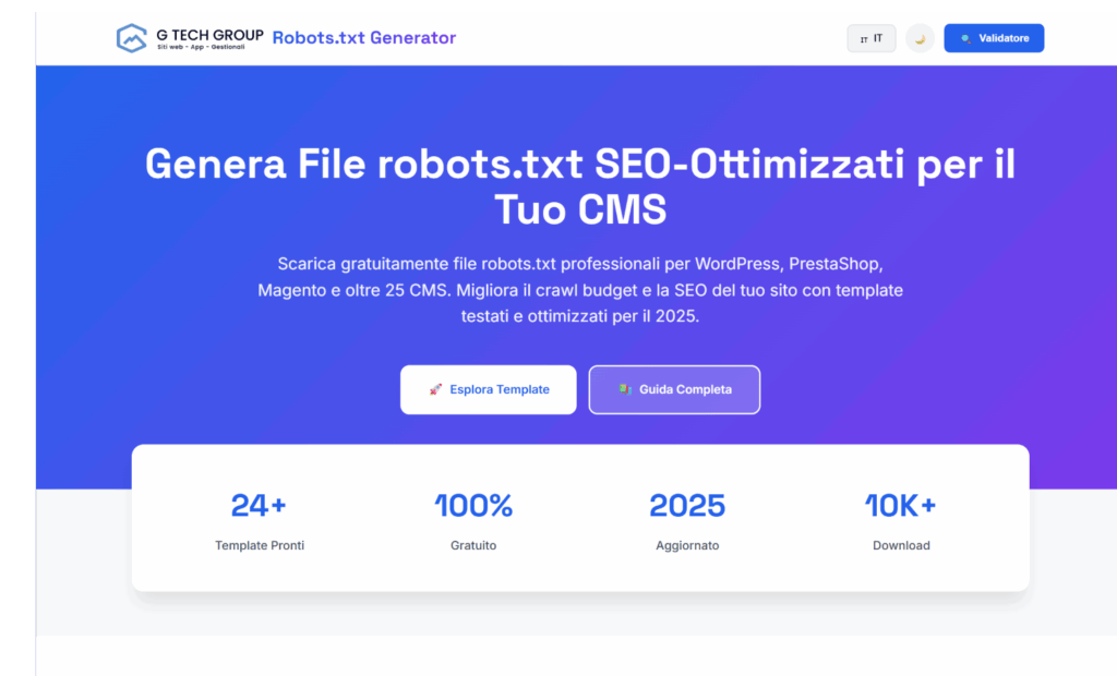 Genera file robots.txt SEO per CMS
