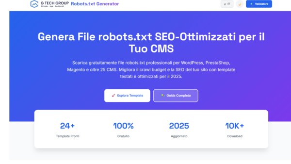 Genera file robots.txt SEO per CMS