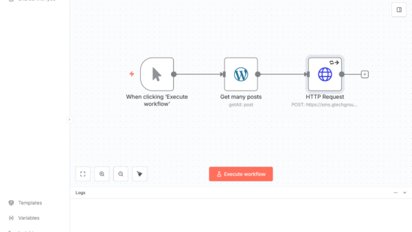 Flusso di lavoro automatico per inviare post su WhatsApp.