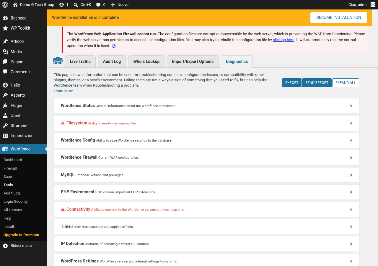 Strumenti di Wordfence per la gestione della sicurezza e la rimozione delle minacce