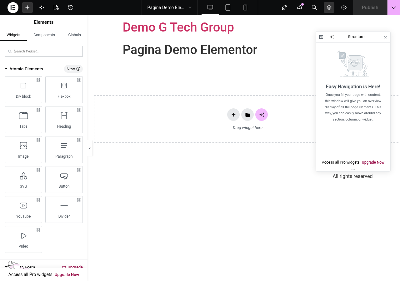 Editor visuale di Elementor per il Theme Builder
