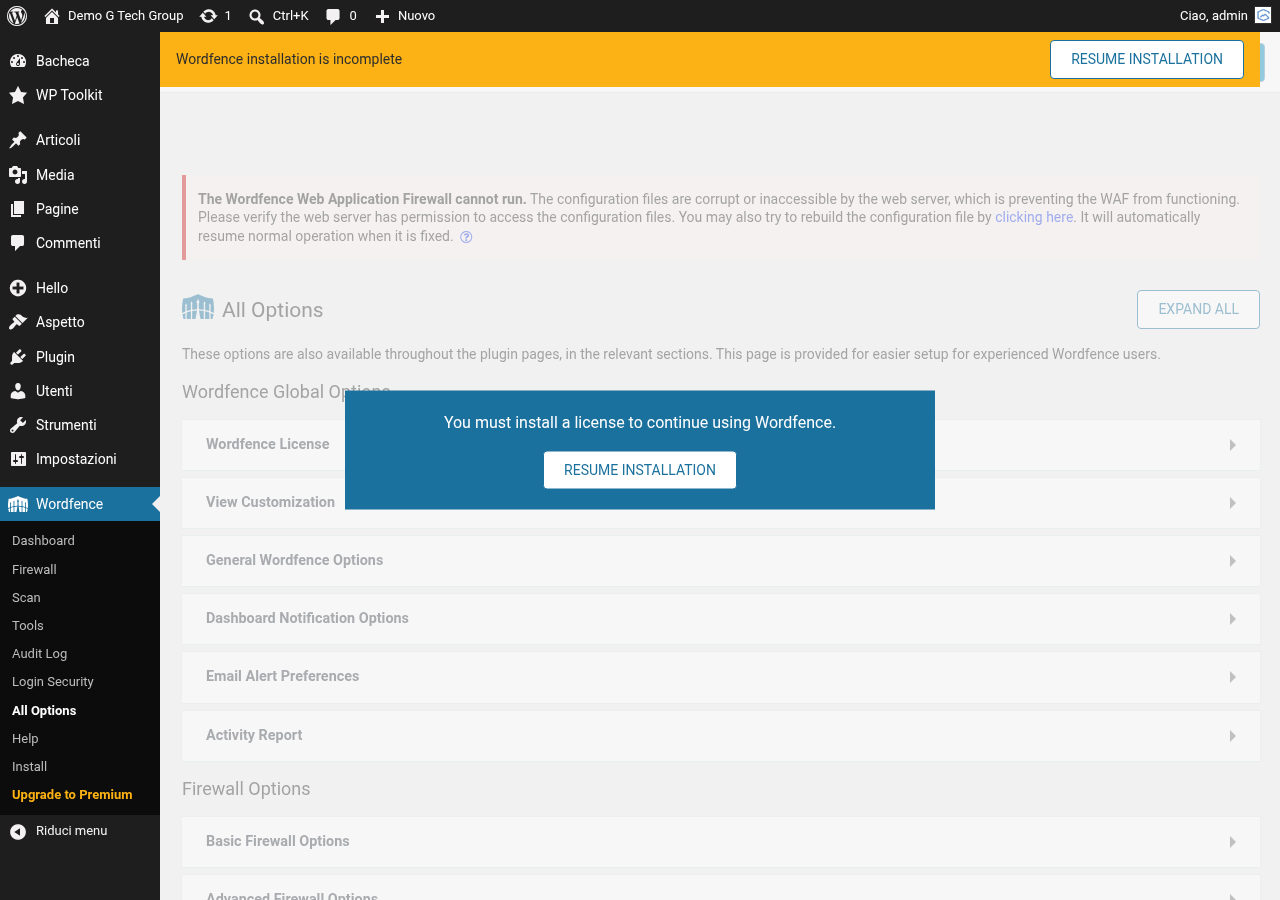 Opzioni di configurazione di Wordfence per la sicurezza avanzata di WordPress