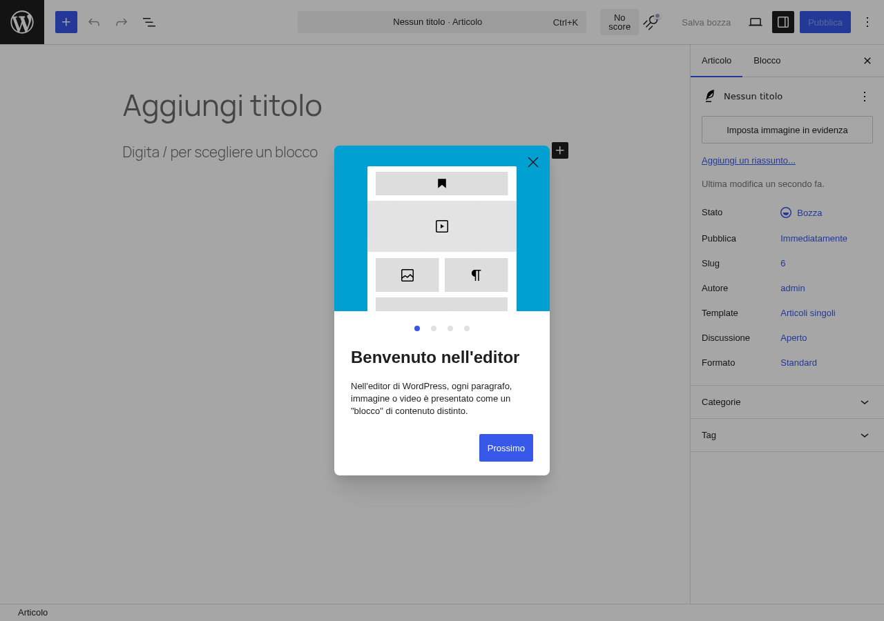 Editor articolo WordPress con la metabox SEOPress per ottimizzare titolo e meta description