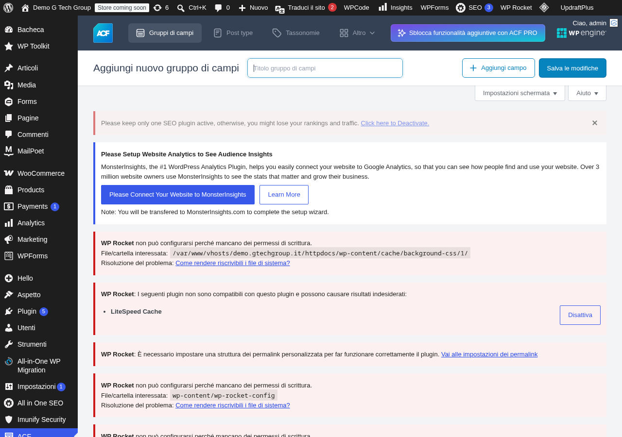 Creazione e configurazione dei campi ACF per il frontend