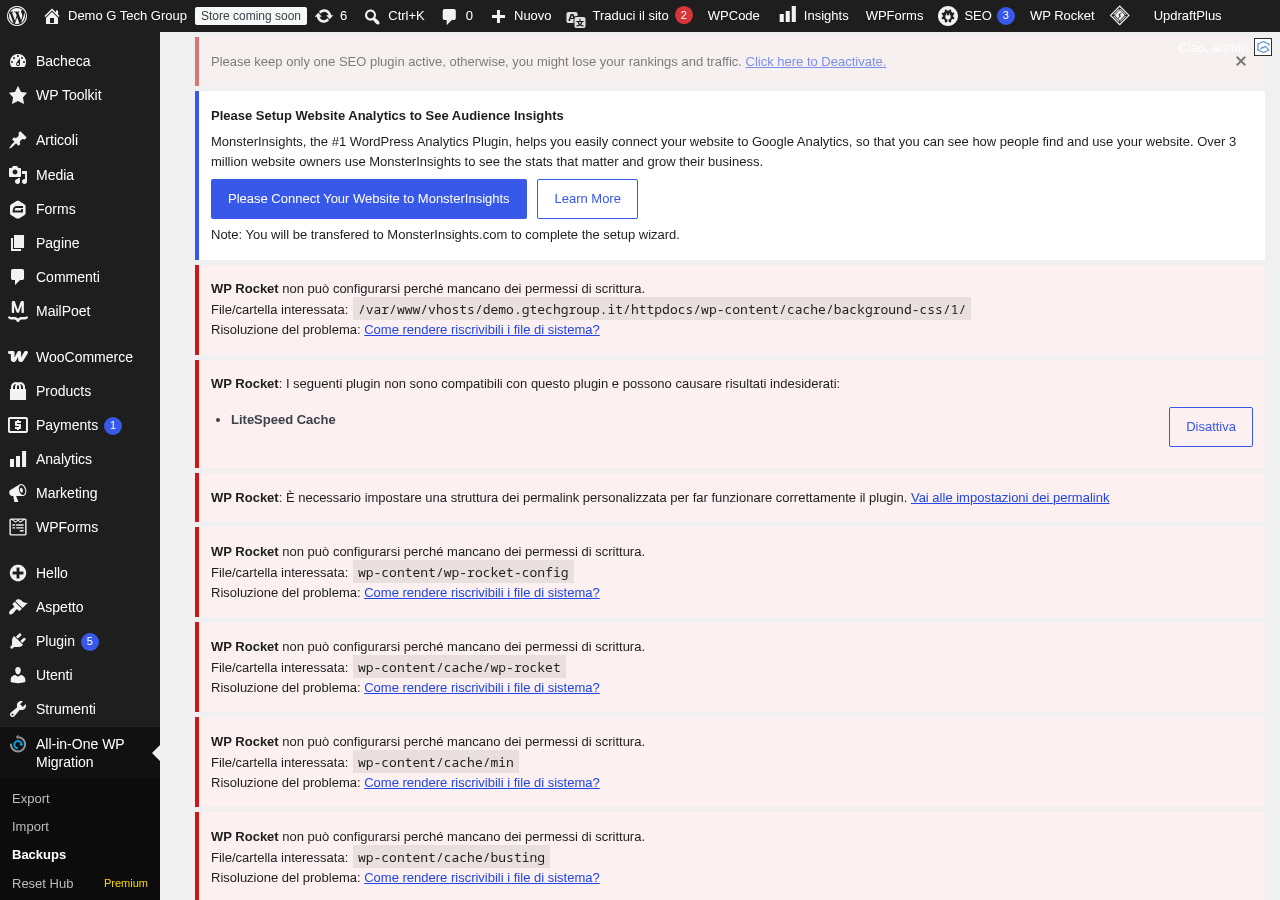 Funzionalità di backup premium