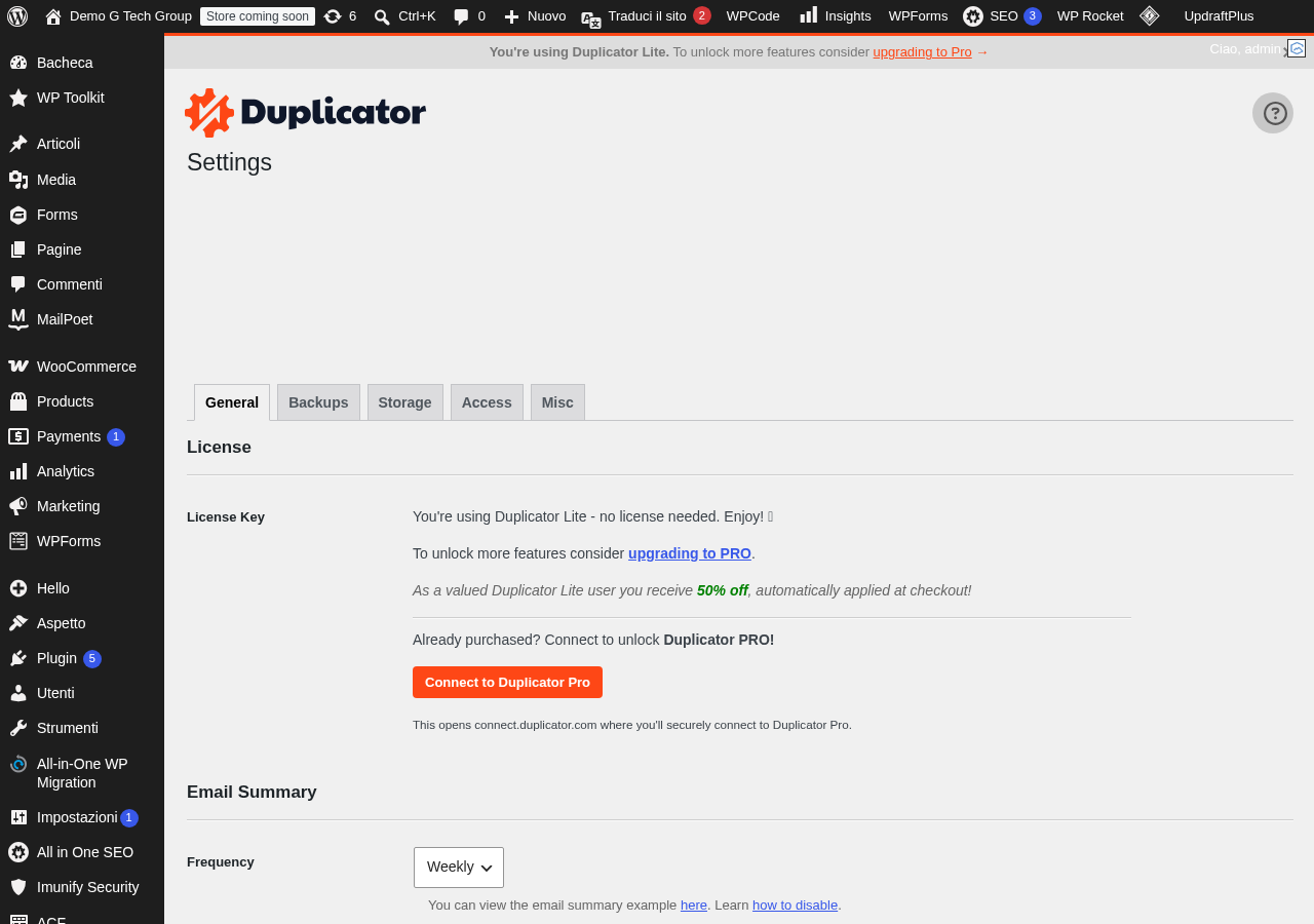 Configurazione dell’installer per la migrazione di una rete Multisite