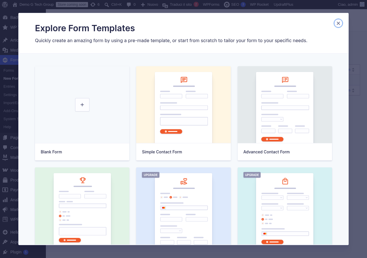Editor di Gravity Forms con personalizzazione dei campi e classi CSS
