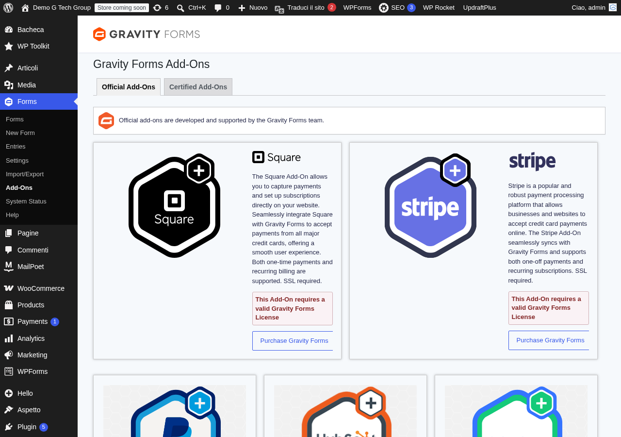 Ecosistema di add-on di Gravity Forms per integrazioni e funzionalità avanzate