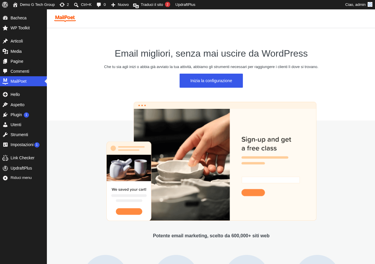Gestione iscritti e liste in MailPoet nella dashboard di WordPress