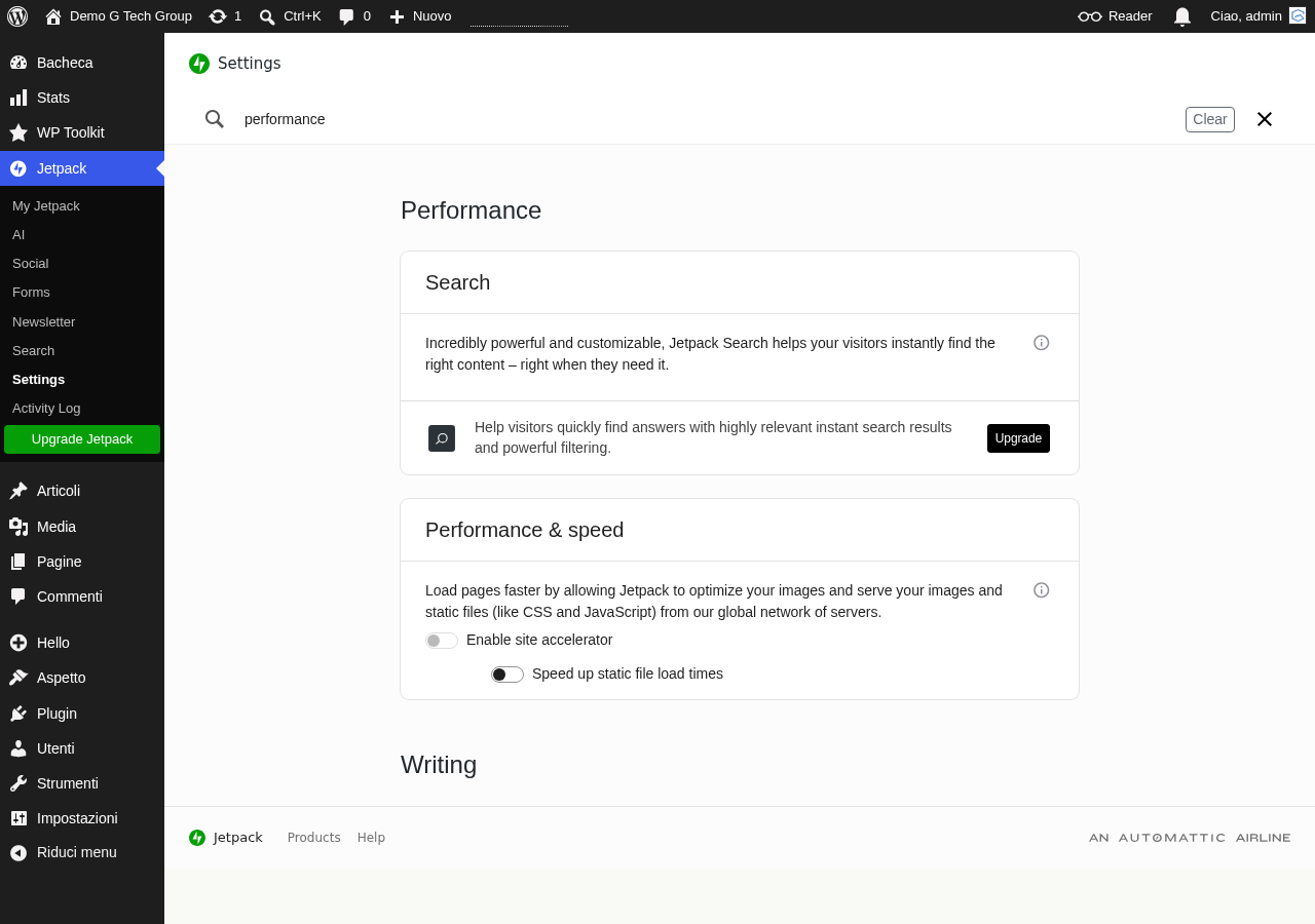 Impostazioni performance Jetpack vs plugin cache dedicati
