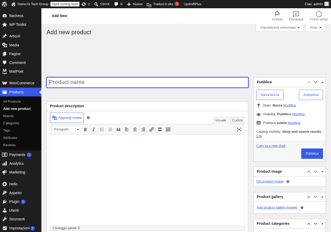 Creazione di un nuovo prodotto WooCommerce con template Elementor personalizzato