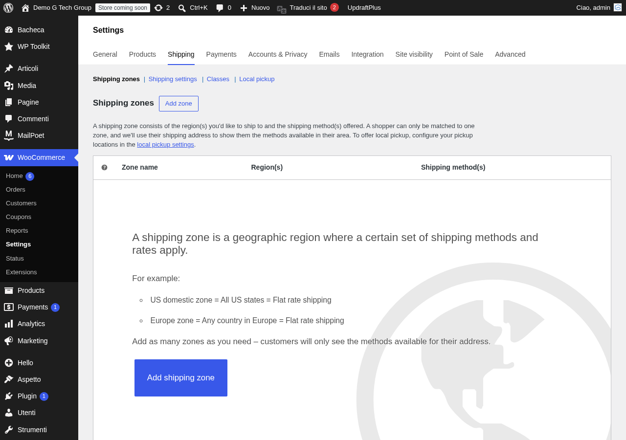 Configurazione delle zone e classi di spedizione WooCommerce per prodotti pesanti e ingombranti con tariffe differenziate