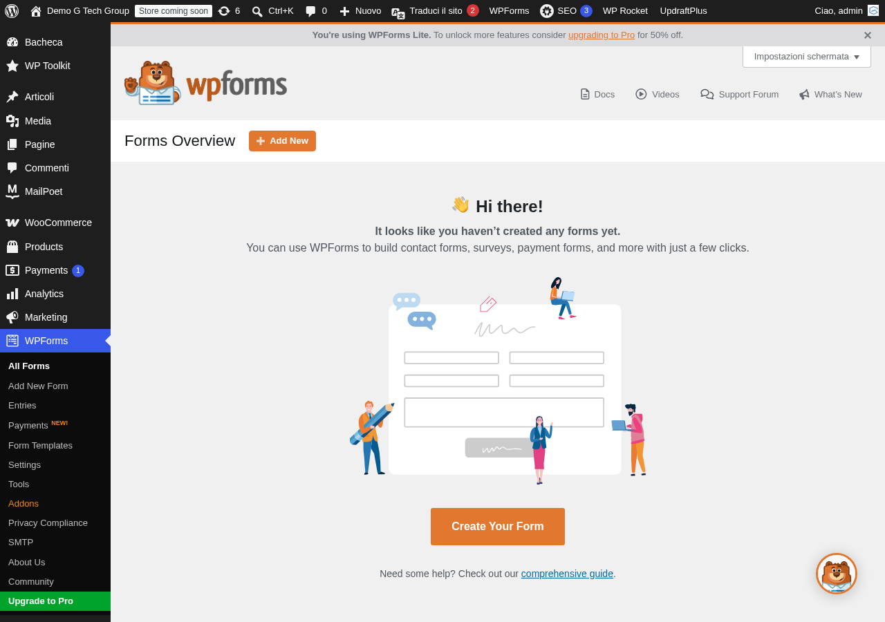 Dashboard WPForms per la diagnostica e il troubleshooting dei moduli