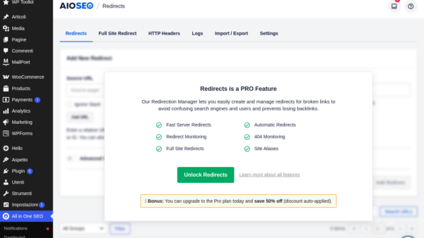 AIOSEO Redirects