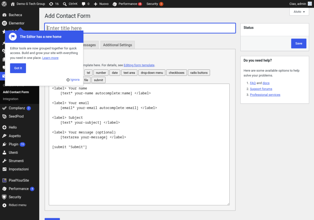 Contact Form 7 Nuovo Form