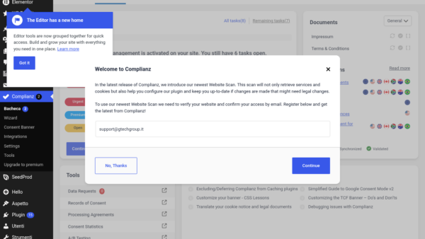 Complianz Dashboard