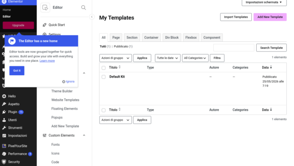 Elementor Template Library