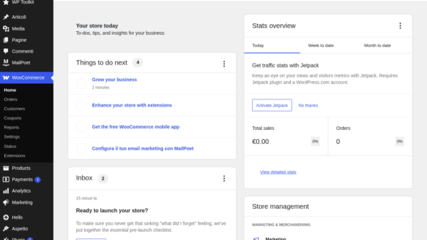 WooCommerce Dashboard