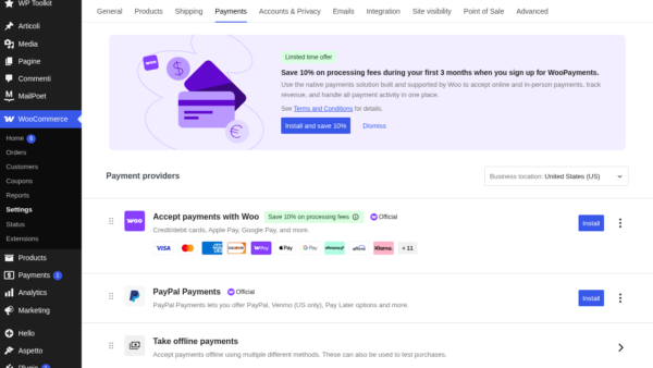 WooCommerce Pagamenti