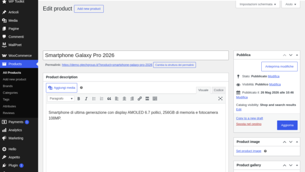 WooCommerce Modifica Prodotto