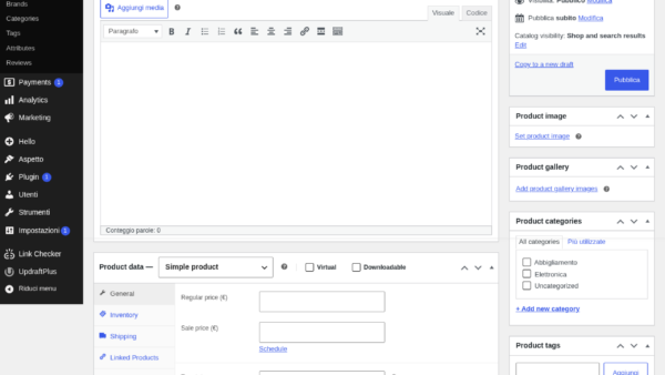 WooCommerce Nuovo Prodotto Full