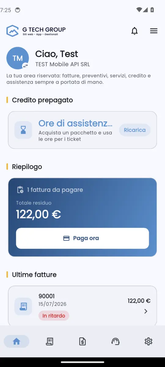 Schermata 2 dell’app Area Clienti G Tech Group