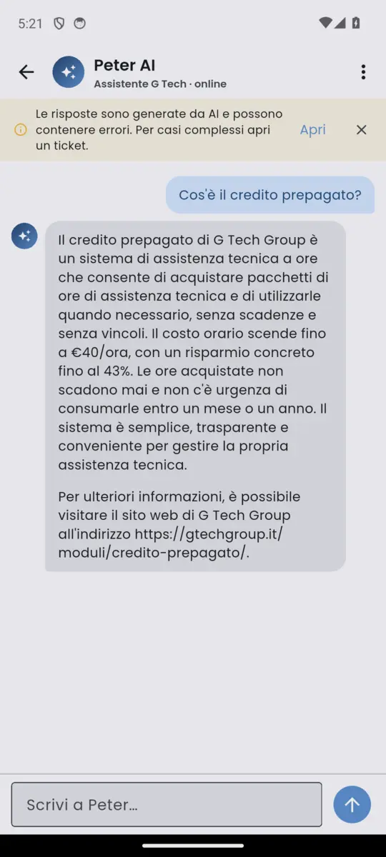 Schermata 4 dell’app Area Clienti G Tech Group