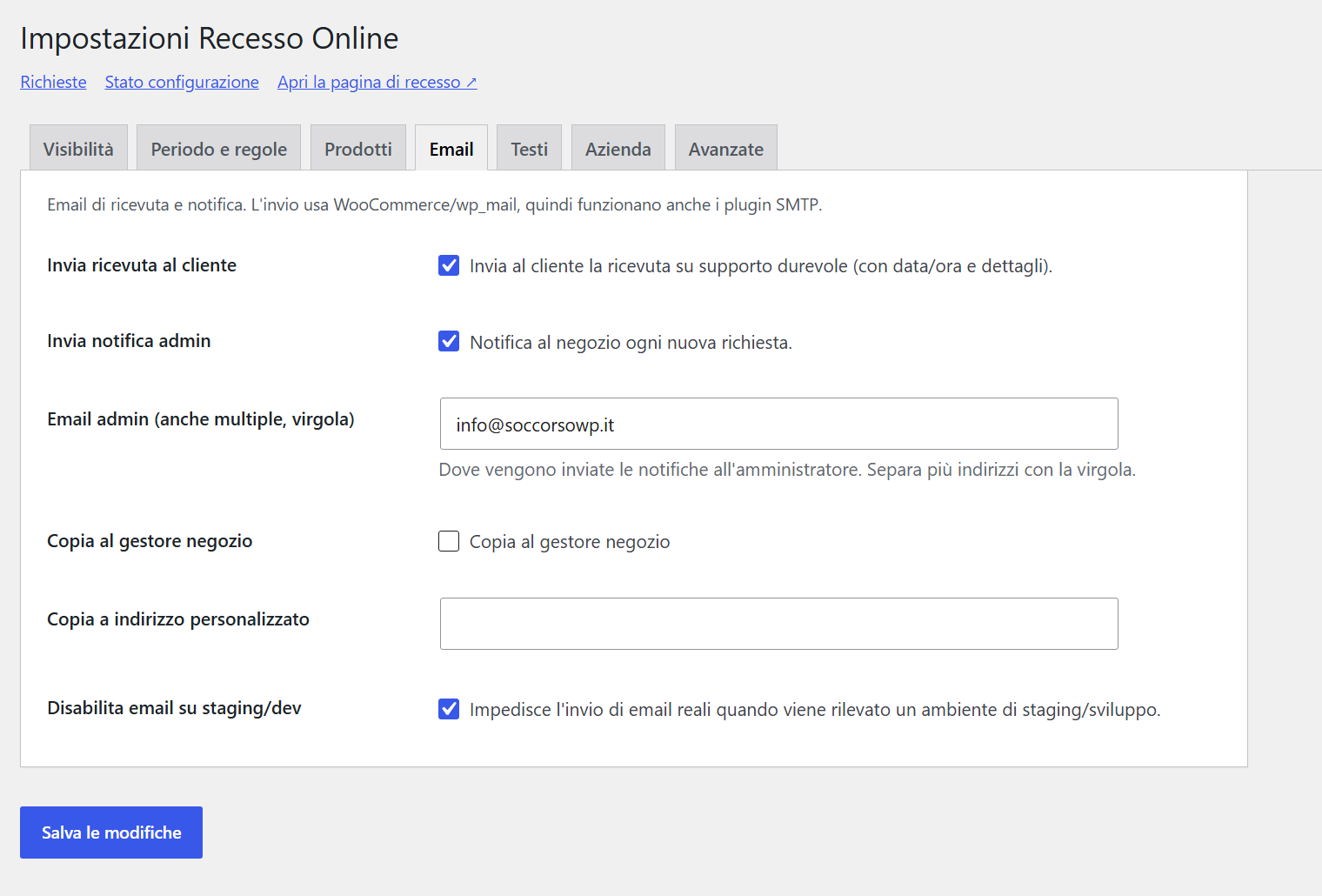 GTG Recesso Online — Email di conferma
