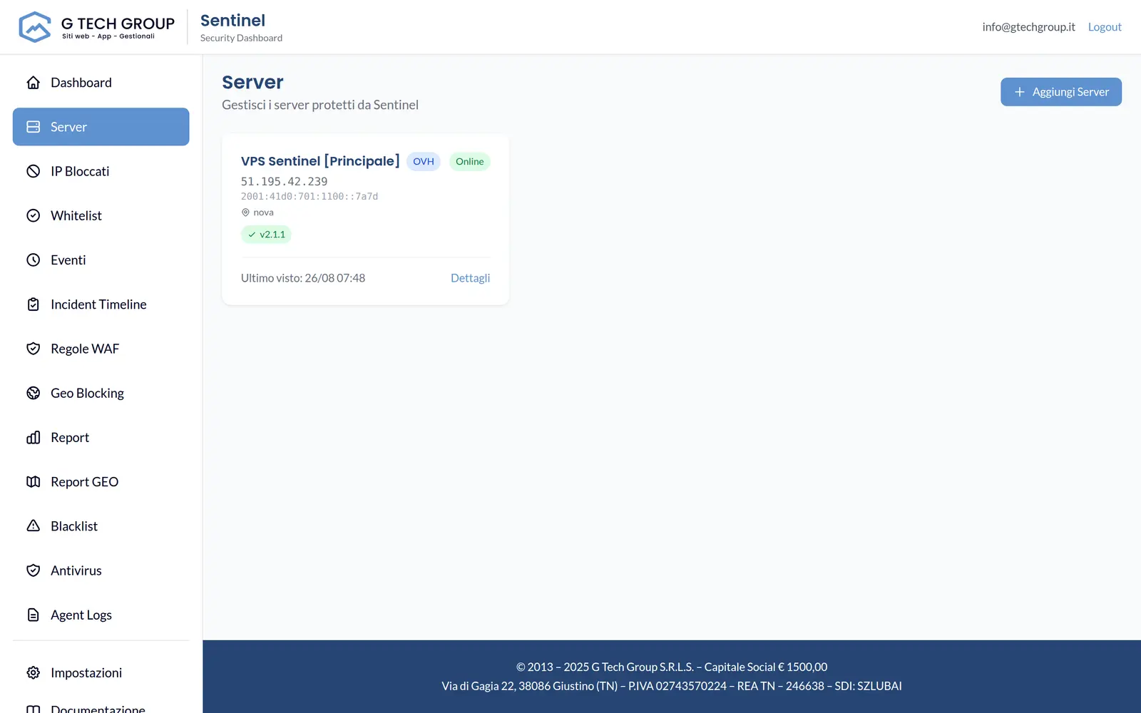 Fleet: every protected server managed from a single panel.