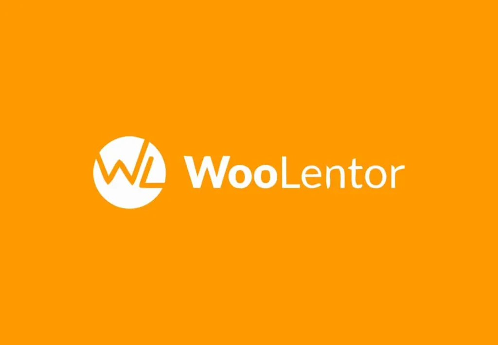 Logotipo de WooLentor sobre fondo naranja