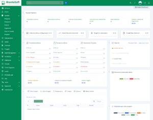 Moderna interfaz de software de gestión empresarial.