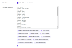 Impostazioni SEO di robots.txt per sito web.