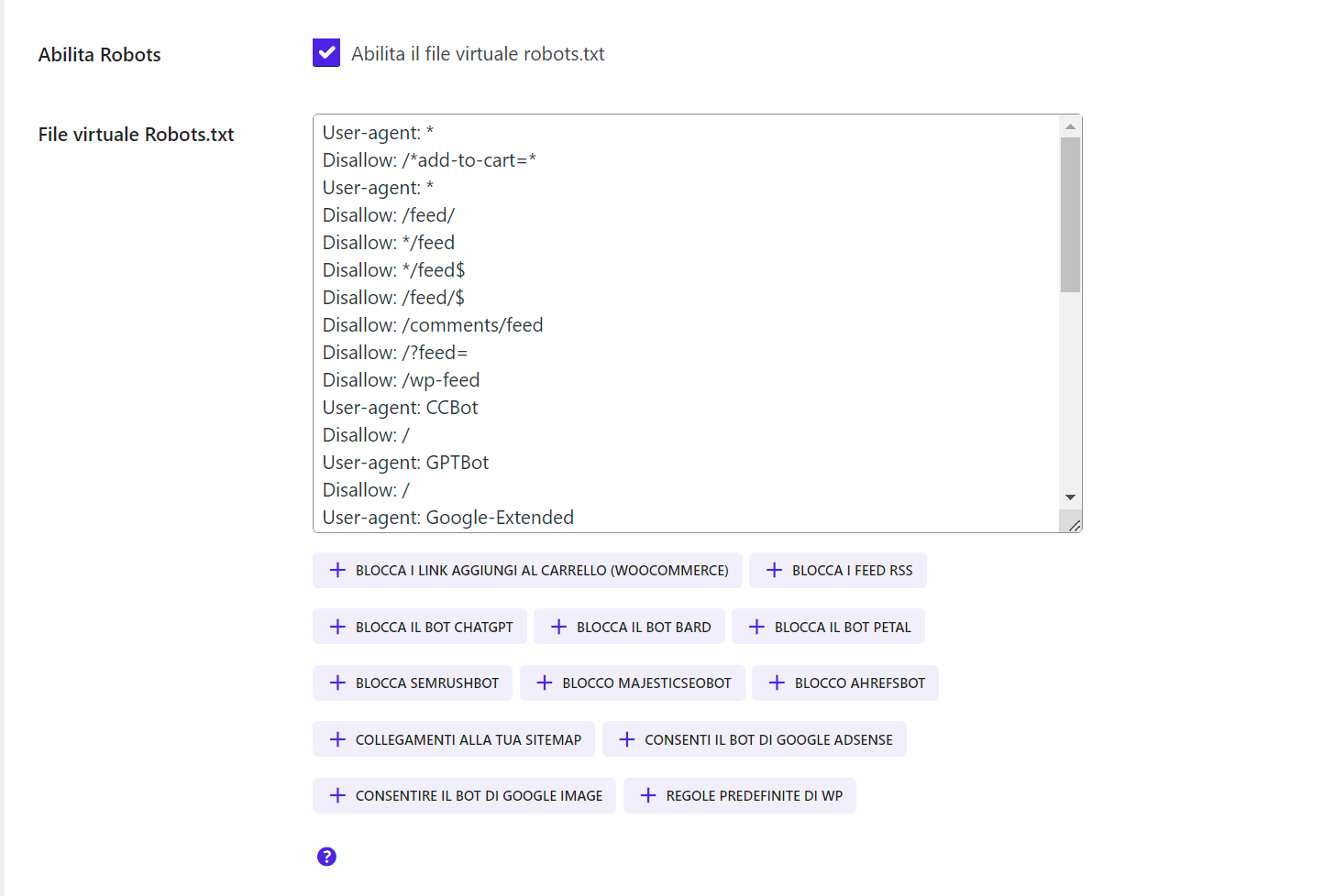 Configuración SEO de robots.txt para sitio web.