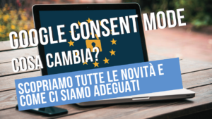 Laptop con informazioni sulla modalità consenso di Google.