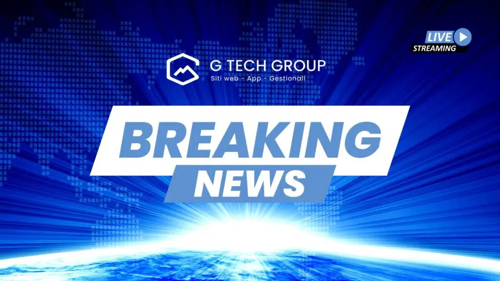 Bannière bleue "Breaking News" avec le logo du groupe G Tech.