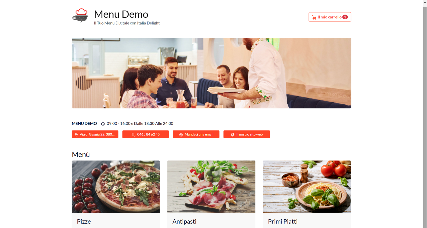 Customer served in convivial restaurant.