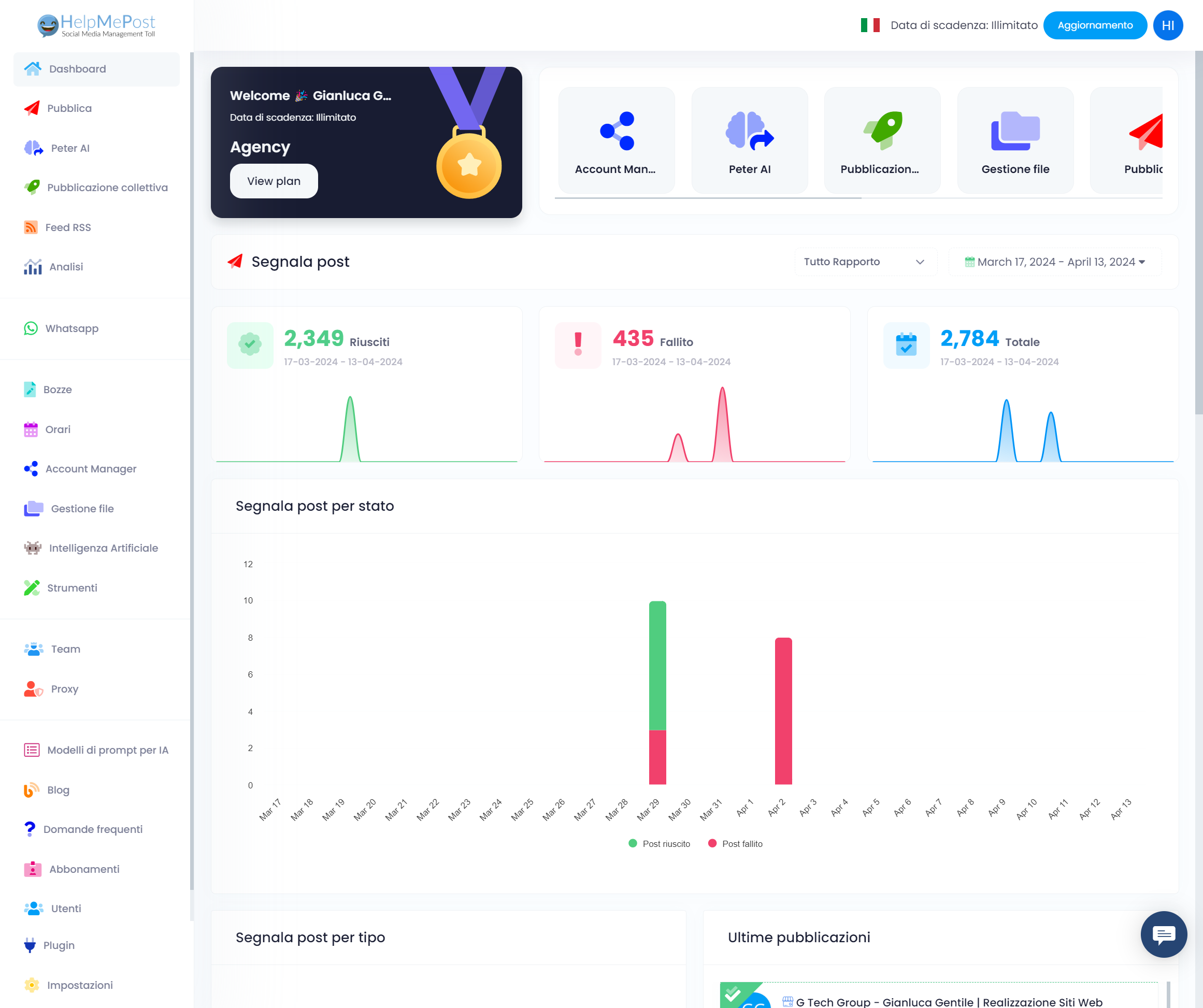 Interface de gestion des messages sur les médias sociaux.