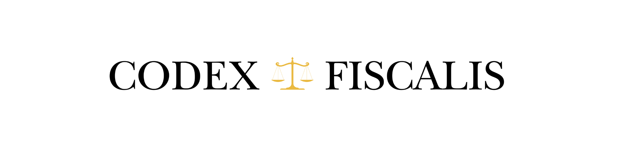 Logotipo del Codex Fiscalis con la balanza de la justicia.