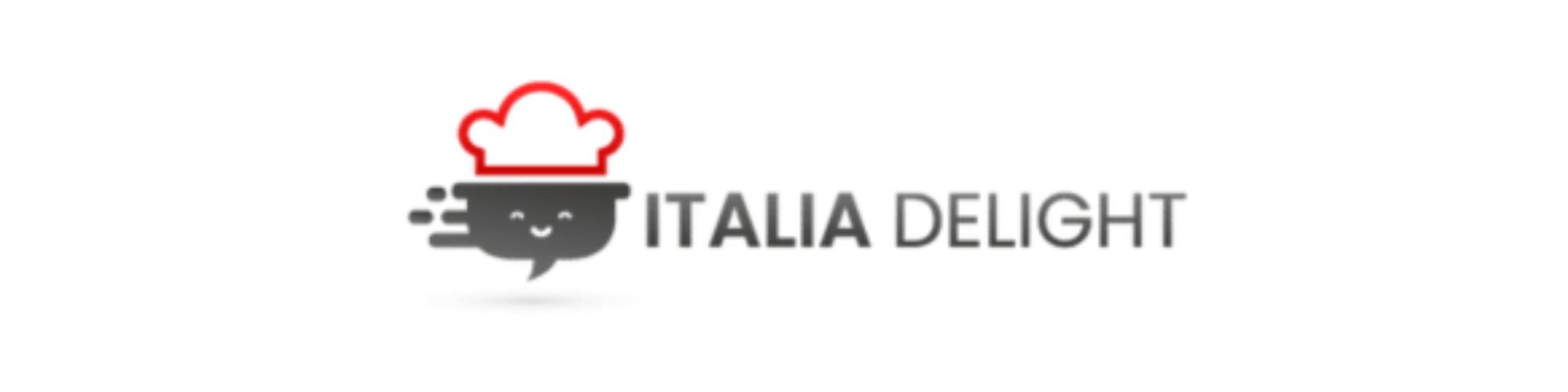 Logo Italia Delight con pentola e cappello cuoco.