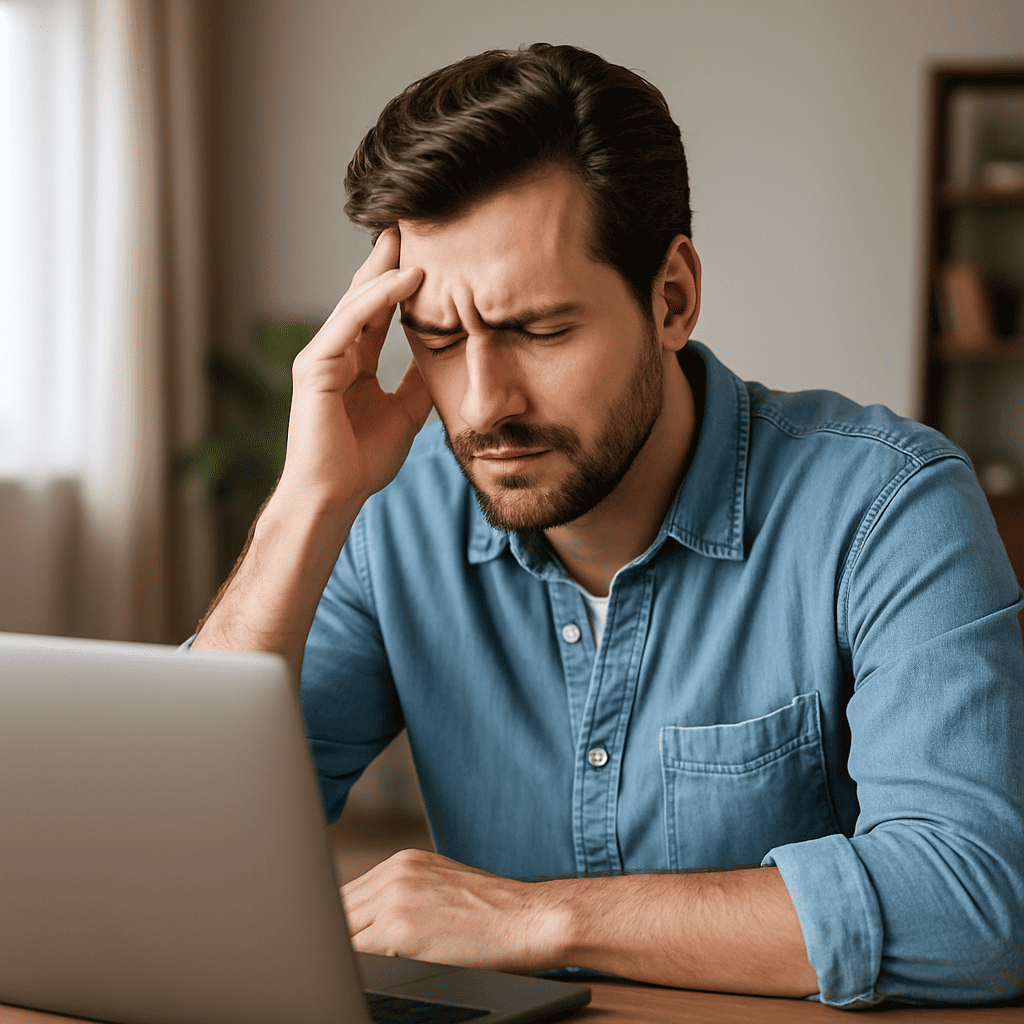 Uomo stressato al computer